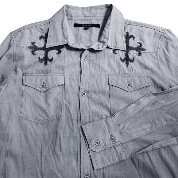 CJ Black Mens Long Sleeve Button Down Gray Shirt - Size Large - Picture 1 of 7